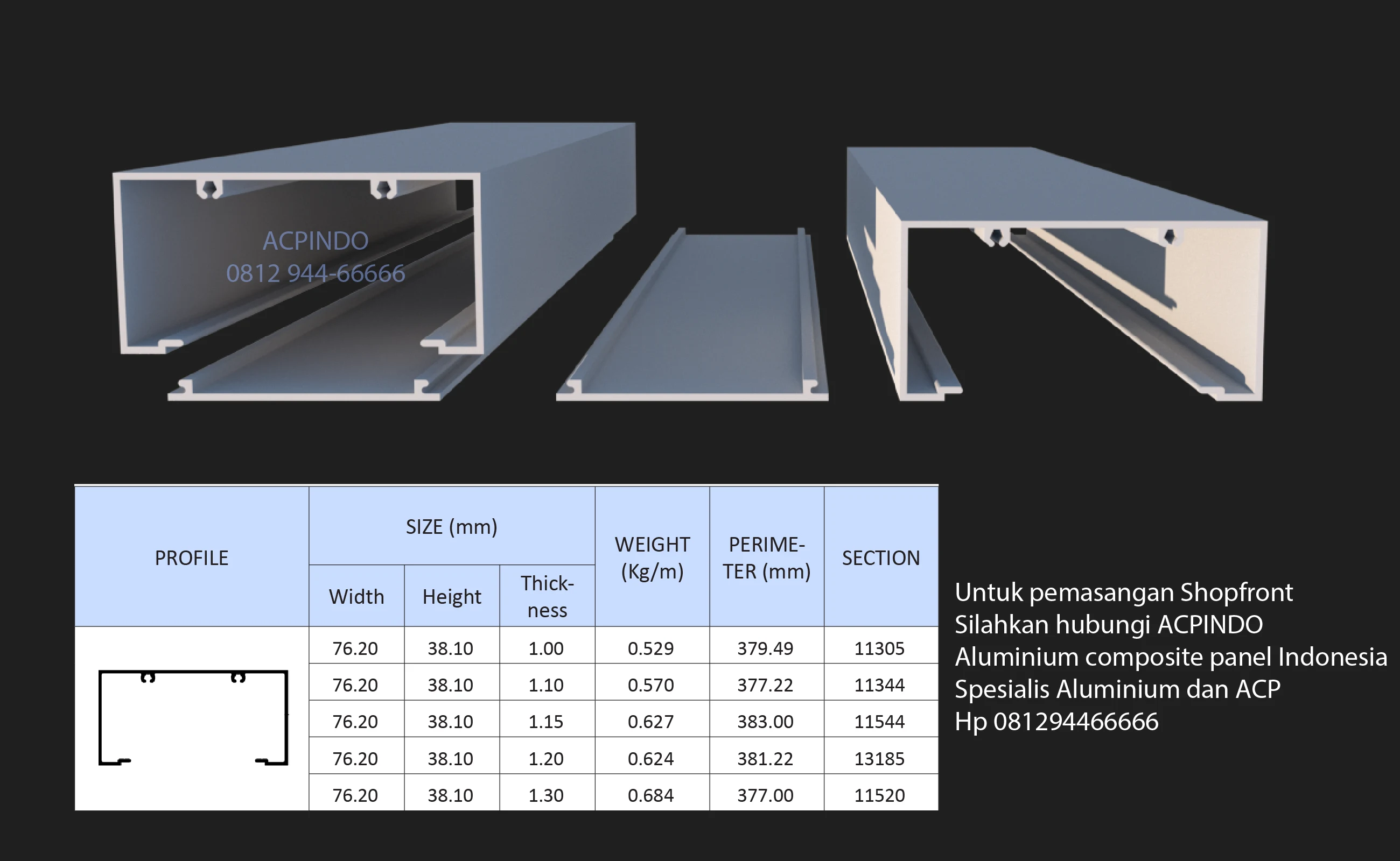 Openback Sekrup Aluminium 3 Inchi